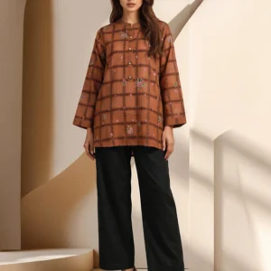 Jacquard Yarn Dyed Kurti- Embroidered (Pret)