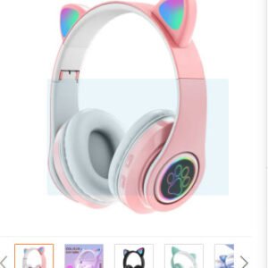 Cat Headphone / P47 Ear Wireless Bluetooth Headphones - Glowing LED Light-Up Foldable Headset for Kids and Adults