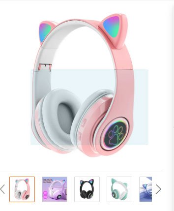 Cat Headphone / P47 Ear Wireless Bluetooth Headphones - Glowing LED Light-Up Foldable Headset for Kids and Adults