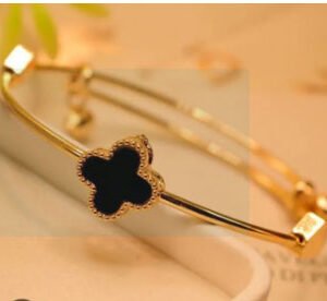 Alloy Adjustable Clover Bracelet for Women – Trendy Pair of Bangles – Classic Style – All Season, Available in Multicolors