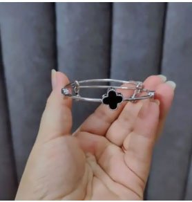 Alloy Adjustable Clover Bracelet for Women – Trendy Pair of Bangles – Classic Style – All Season, Available in Multicolors - Image 4