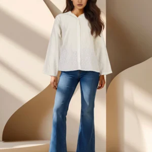 Eyelet Collared Top