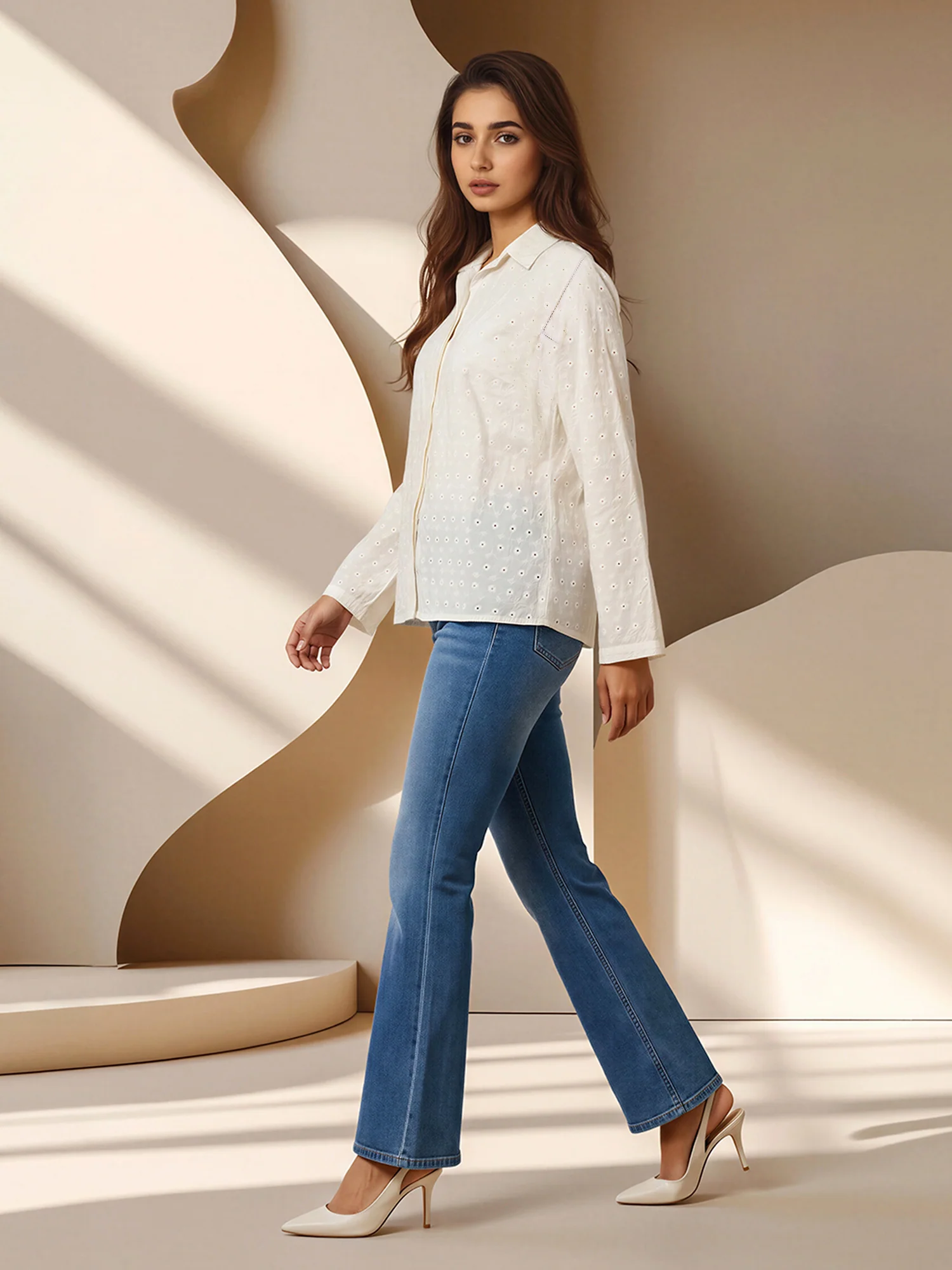 Eyelet Collared Top